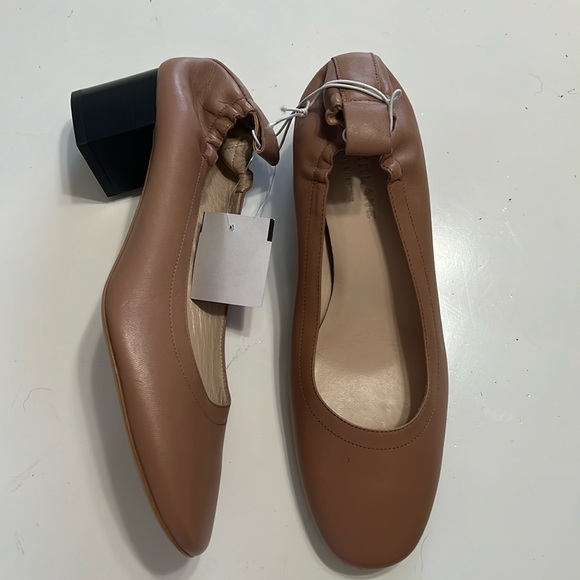 Everlane Italian Leather Day Heels Stacked Heel Tan Size 6 - Picture 2 of 8